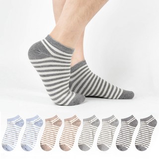 si ner socks 男性粉彩條紋船型襪8雙組