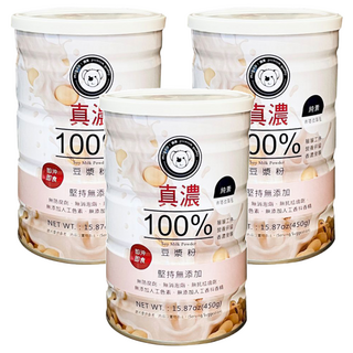 MIGOO 彌菓 真濃100%豆漿粉 熟粉 微糖 - 非基改黃豆, 無添加, 純素, 450g, 3罐