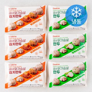굽네 닭가슴살만두 180g x 3p + 김치만두 180g x 3p 세트 (냉동), 1.08kg, 1세트