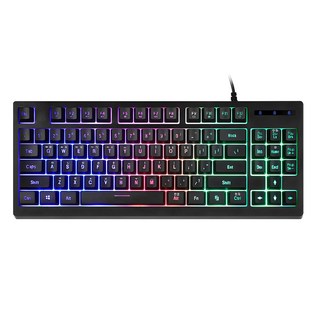 앱코 HACKER K150 텐키리스 레인보우 LED 게이밍 멤브레인 유선 키보드, 혼합색상