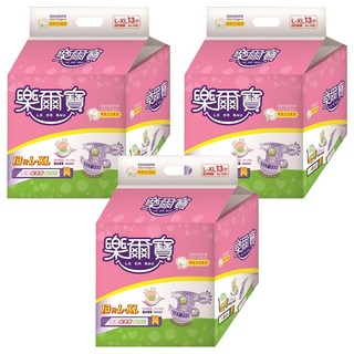 樂爾寶 黏貼型紙尿褲 棉柔全功能型 40-58吋 13片 男女通用, L~XL, 3包