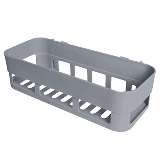 無痕貼長型浴室置物架 通風瀝水 耐重實用, 25.5 x 10 x 6.5cm, 灰色, 1個