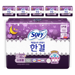 쏘피 한결 생리대 날개형, 슈퍼롱, 10개입, 6개