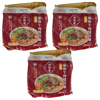 御膳堂 椒麻牛肉雙寶麵, 牛筋軟Q膠質口感, 軟嫩牛腱肉, 麻辣湯頭, 高品質粉心麵粉, 麵條柔軟滑溜, 9包