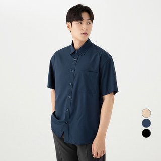 CARET 男款寬版防皺短袖襯衫