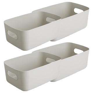 葉子小舖日式儲物盒收納盒大號灰色4個組,居家收納好幫手, 大號, 灰色, 4個