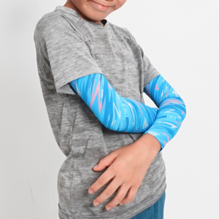 MEGA 美高 超人力霸王兒童款防曬涼感圖騰袖套, UPF+50防曬系數, 有效遮蔽紫外線達99.9%, 傑洛款, M號長35cm 上臂9cm 手腕6.5cm