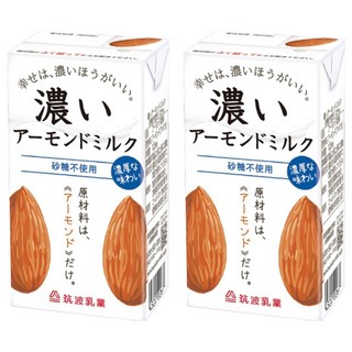TSUKUBA 筑波乳業 香醇原味杏仁飲 無糖, 2個, 125ml