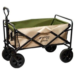 SANSUI 山水 多用途戶外露營推車/折疊推車/寵物推車, 米色+綠色+黑色, 1台