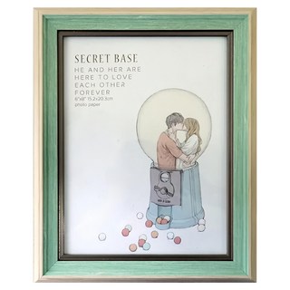 Style_G 時代家居 撞色時尚相框 玻璃合成板 約24.5x19.5cm, 莫藍迪綠, 1個