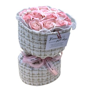 Yamiley 小香風香皂玫瑰花束 漸層粉 浪漫香氛 居家裝飾 節慶送禮, 1入