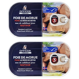 OFFICER 船長 煙燻鱈魚嫩肝, 富含Omega-3維生素A及D, 無糖無味精, 生酮和低碳飲食適用, 120g, 2罐