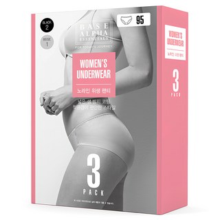 BASE ALPHA ESSENTIALS 女款防水無痕內褲 3件組, 95, 黑色+米色