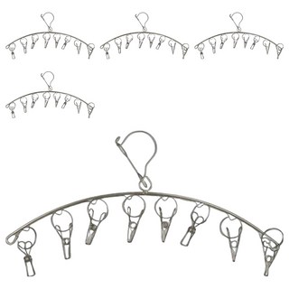 不鏽鋼曬衣夾 8夾, 金屬色, 5個