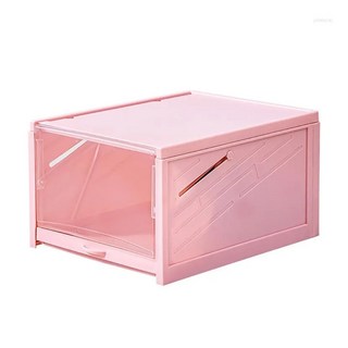 超耐重自動掀蓋組合式鞋盒 33cmX25.5cmX18cm PP材質, 粉色, 1個