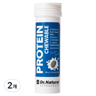 韓國 Dr.Natural 便攜式蛋白質咀嚼錠 含初乳 L-肉鹼 椰子巧克力口味, 2個, 24g