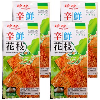 珍珍 辛鮮花枝 香蒜口味, 28g, 4包