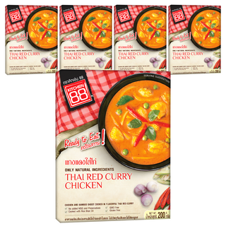 KITCHEN 88 泰式紅咖哩雞即食調理包, 新鮮天然食材, 無防腐劑, 輕鬆加熱, 200g, 5盒