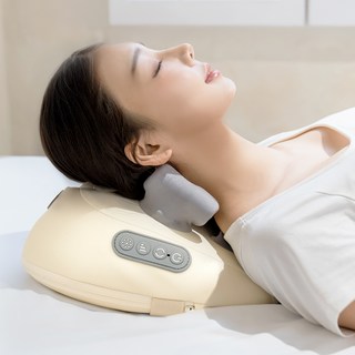 카프 목 어깨 안마 무선 온열 찜질 베개 마사지기, KF-WM07, 베이지