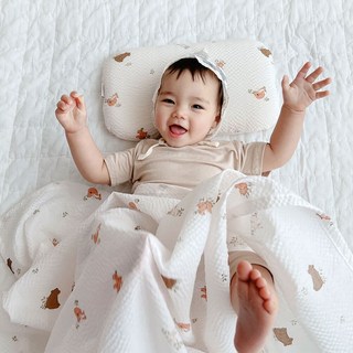 히요코베이비 삶아쓰는 뱀부시어서커 말랑베개 커버 세트, 숲속의동물