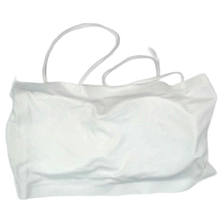 冰絲平口細肩帶胸墊背心 不可拆, 胸寬31cm 全長28cm, 白色