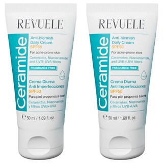 REVUELE 神經醯胺淨瑕防曬乳 SPF50+ 50ml 痘痘肌適用 高效防曬 清爽保濕, 2條