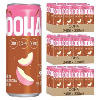 OOHA 氣泡飲 水蜜桃烏龍茶, 330ml, 72罐