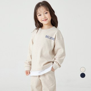 LollyTree 童款字母印花假兩件運動風長袖長褲套裝