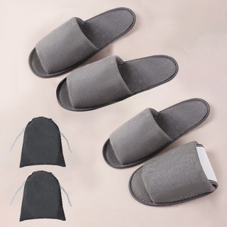 아리코 기내용 여행용 접이식 슬리퍼 + 파우치 세트, 그레이, 2세트