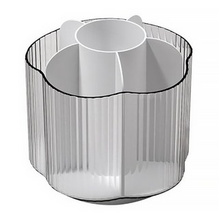 樂居家 桌上型六格旋轉收納桶, 筆刷收納 文具收納 化妝品辦公室桌面整潔, 透明款, 1個