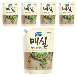 참그린 매실 청정 설거지 세제 리필, 1kg, 5개