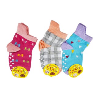 不勒腳 防滑繽紛純棉襪 Set 3雙, 紅色 + 灰色 + 藍色, M