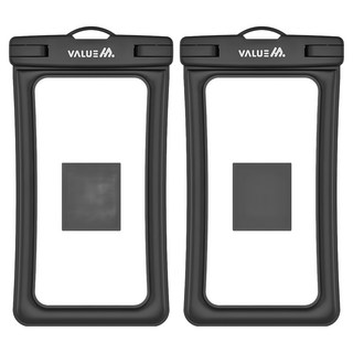 밸류엠 4중 잠금 대형 스마트폰 방수팩 + 넥스트랩 + 암밴드, 2개, 블랙