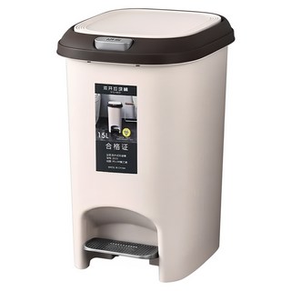 AOTTO 兩用式按壓腳踏垃圾桶 15L, 灰白色