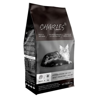 CHARLES 查爾斯 成貓 低敏貓糧 活力長毛貓, 鮭魚 + 雙鮮凍乾(鮮雞肉 + 鮮鱉蛋), 6.8kg, 1袋