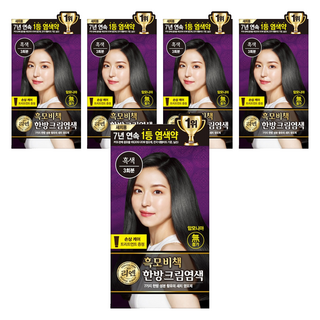 리엔 흑모비책 새치염색 크림, 흑색, 5개