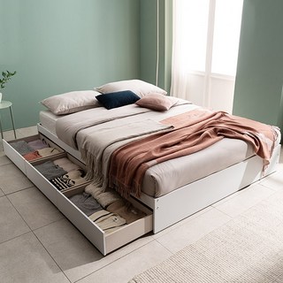 삼익가구 조이 빅서랍 3단 수납 침대 + 독립매트리스 세트 방문설치, 화이트