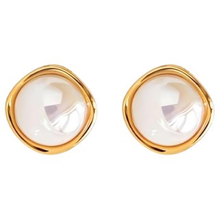 ROCiO 無耳洞耳夾式耳環 頂級CZ淡水珍珠鍍14K金 R20, 1組