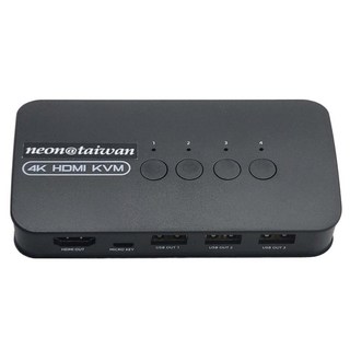 Neon 台灣霓虹 4K2K 4埠 HDMI KVM 切換器 支援桌面控制器和面板按鍵切換 3個USB2.0接口共享設備, HK401, 1個