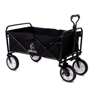 [CHICLETO] 시크레토 감성 캠핑 웨건 폴딩 트레일러 카트, 블랙, 1개