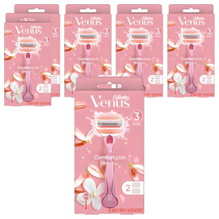 Venus 정품 컴포트 글라이드 화이트티 여성용 면도기 + 면도날 2입, 6개