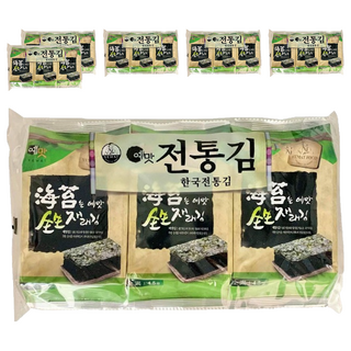 Yemat 原味海苔3入, 韓國鹽烤海苔，酥脆口感，無添加防腐劑, 13.5g, 6袋