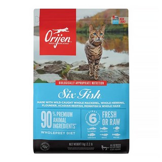 Orijen 歐睿健 台灣公司貨 全齡貓 六種鮮魚 無穀配方 乾飼料, 野生漁獲＋新鮮蔬果, 1kg, 1袋