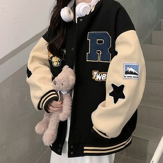 The Flow Commerce 女款可愛印花Logo寬鬆版棒球外套