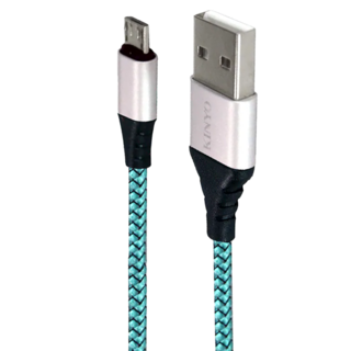Kinyo Micro USB 交錯格紋極速充電傳輸線 USB-B08 39.6g, 2m, 綠色, 1條