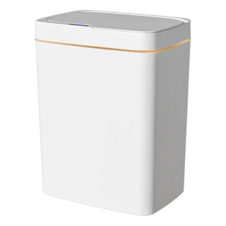 輕奢智能垃圾桶 電池款 15L, 26 x 18.5 x 30.5cm, 輕奢白, 1個