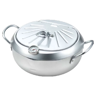 YOSHIKAWA 吉川 味樂亭III 油炸鍋 附網架 + 附蓋 + 油溫計 2.2L, 20cm, 單色, 1組