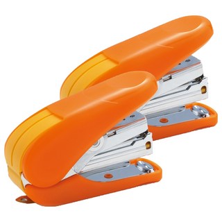 PLUS 普樂士 輕鬆訂迷你機 ST-010AH 手掌大小 PPC用紙 20張 裝2排針 附針1000支, 橘色, 2個