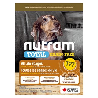 nutram 迷你/挑嘴犬用 無穀全能系列 小顆粒飼料 T27, 火雞 + 雞肉, 1.13kg, 1袋