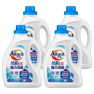 Attack 一匙靈 台灣公司貨 抗菌EX強力消臭洗衣精, 2.4kg, 4桶